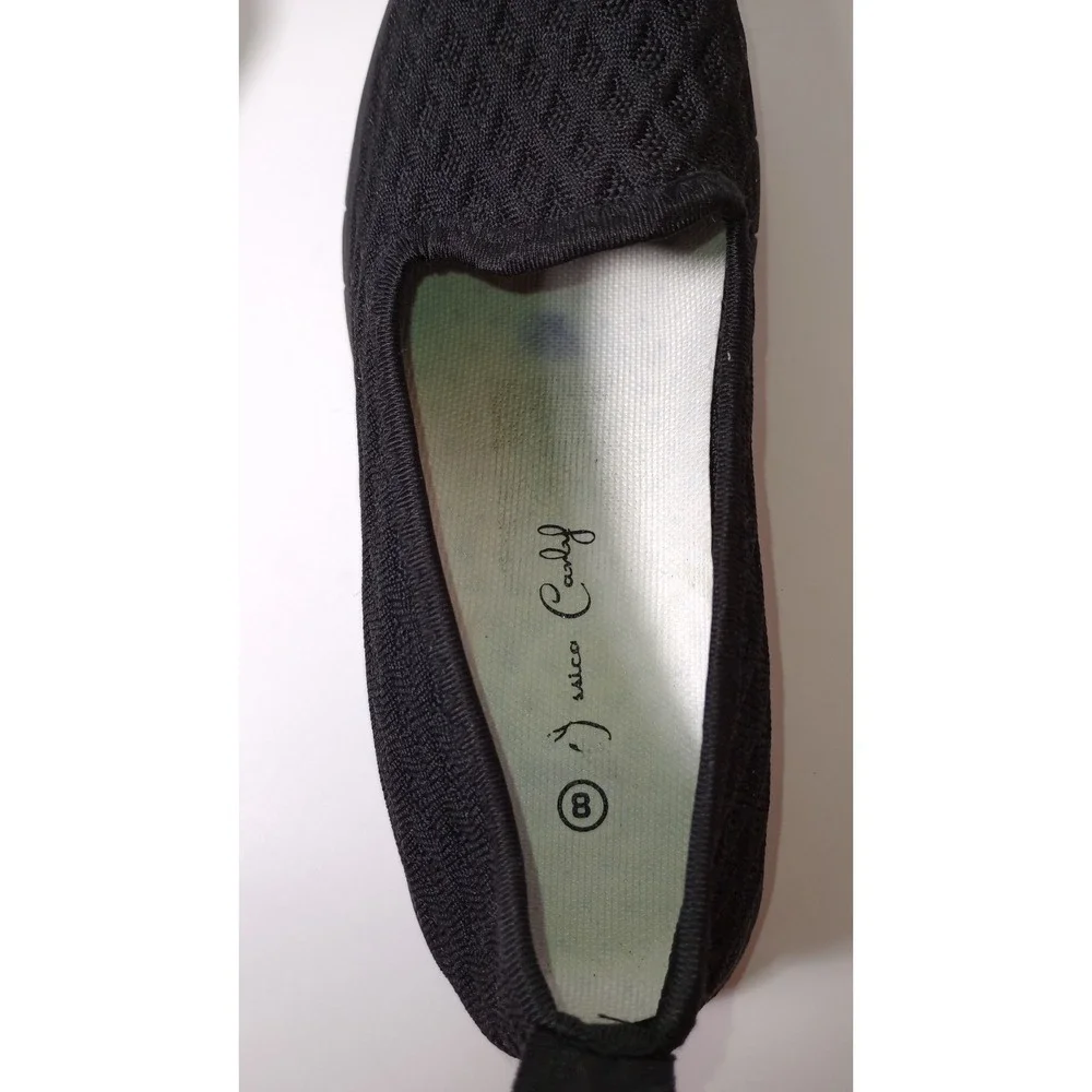 Jessica Candy Black Cushioned Knit Slip On Shoe Womens 8 Casual Mesh Flat